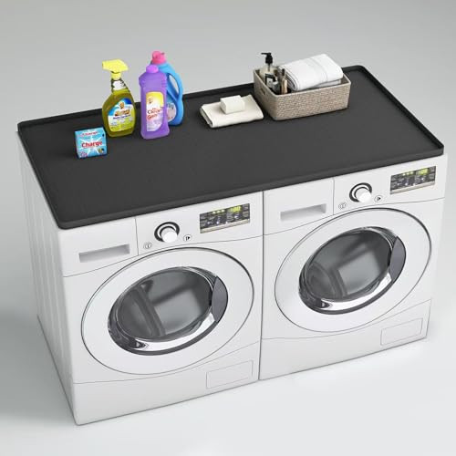 Washer And Dryer Covers For The Top, 51.2'' x 25.6'' Silicone Washer Top Protector, Waterproof and Non-Slip, Silicone Dryer Top Protector for Laundry Room and Kitchen（Grey） | Amazon (US)