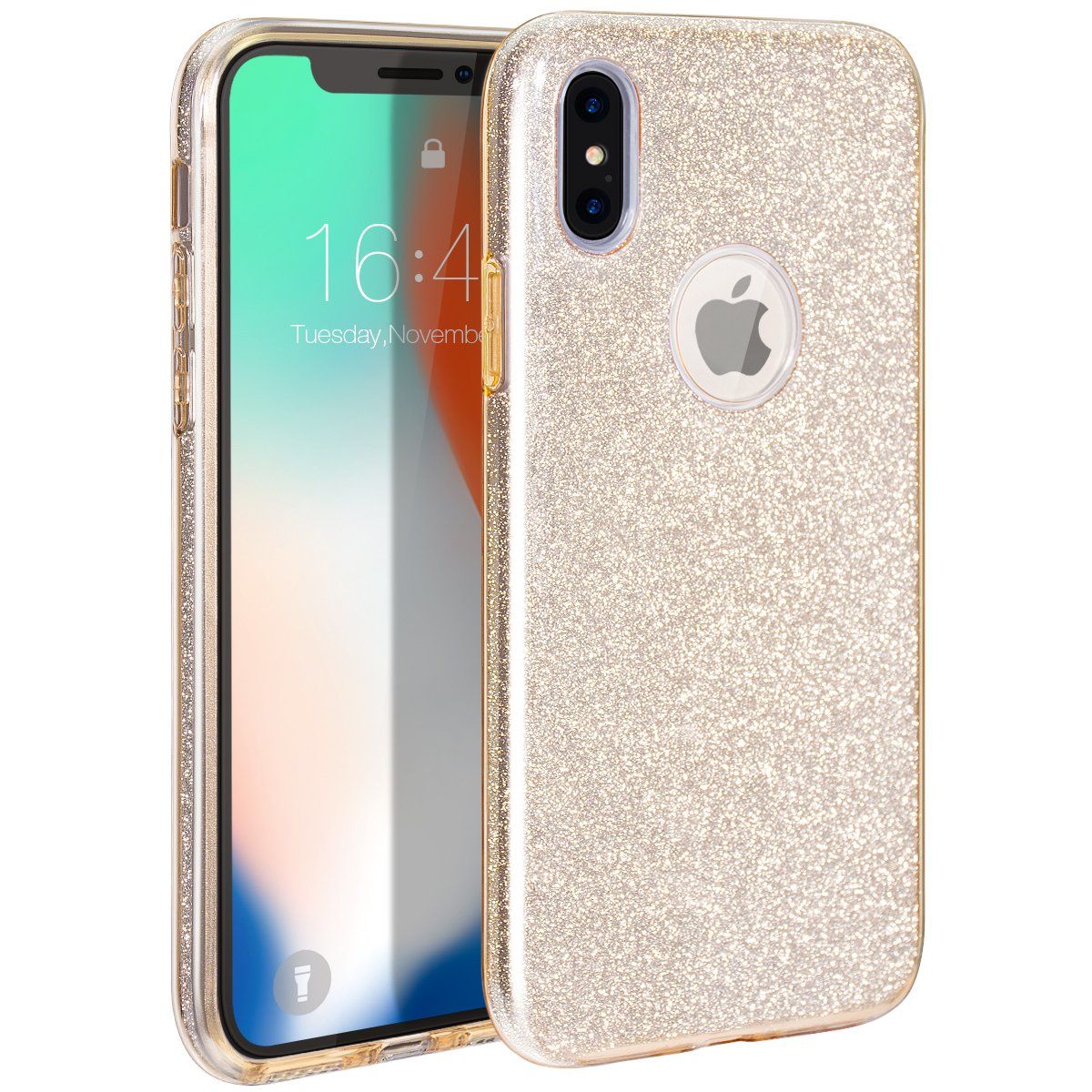 Compatible iPhone Xs Case, MILPROX Glitter Sparkly iPhone X case Slim Bling Crystal Clear, 3 Laye... | Amazon (US)