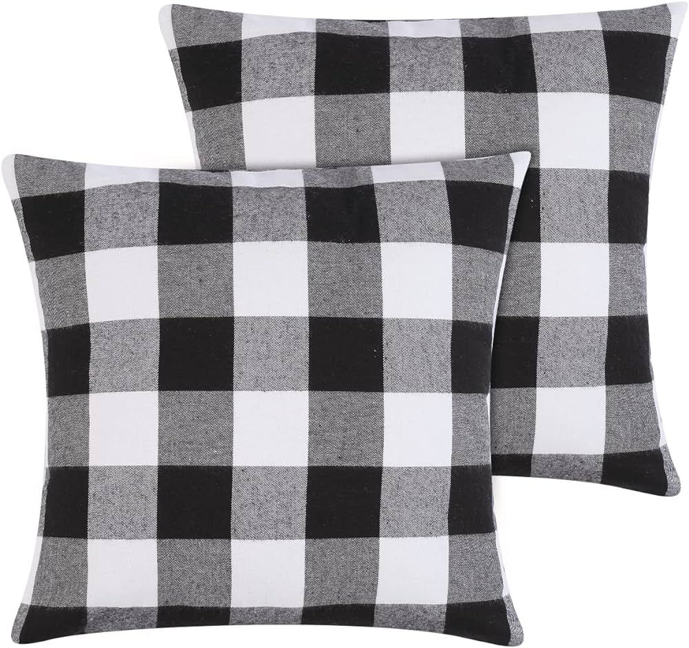 Cootato Christmas Pillow Covers - Set of 2 Buffalo Black and White Plaid Throw Pillow Covers, 18 ... | Amazon (US)