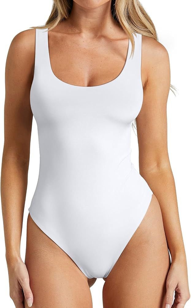 REORIA Butsmooth® Women's Scoop Neck Sleeveless Bodysuits Sexy Backless Slimming Double Lined Ba... | Amazon (US)