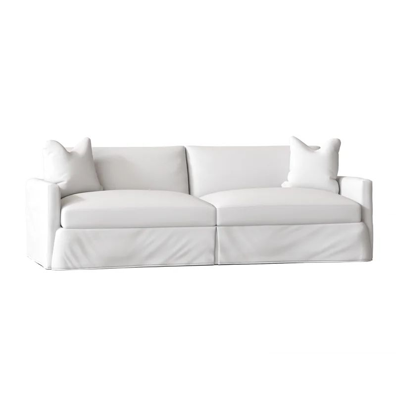 Kian 94'' Square Arm Slipcovered Sofa with Reversible Cushions | Wayfair North America