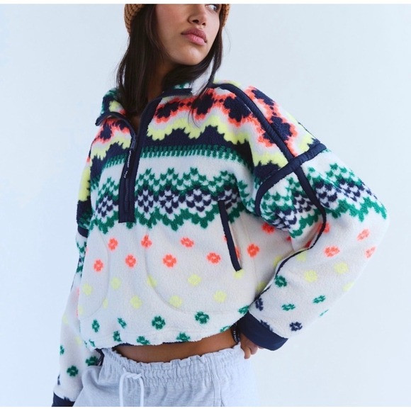 FP Movement Mountain High Printed Half Zip Fleece: Isle - Knit Ivory Combo | M | Poshmark