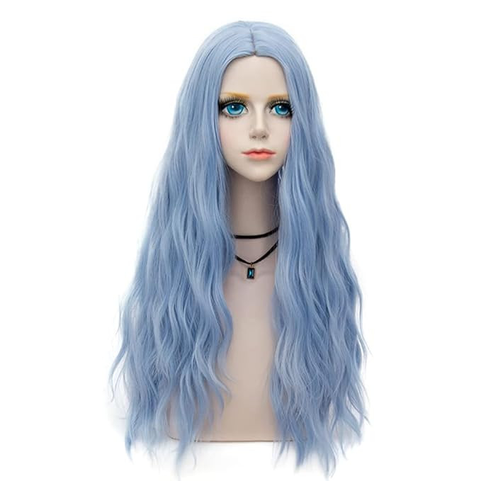 Light Blue Wigs for Women Long Curly Wave Wig Synthetic Colored Wig for Halloween Costume, Party ... | Amazon (US)