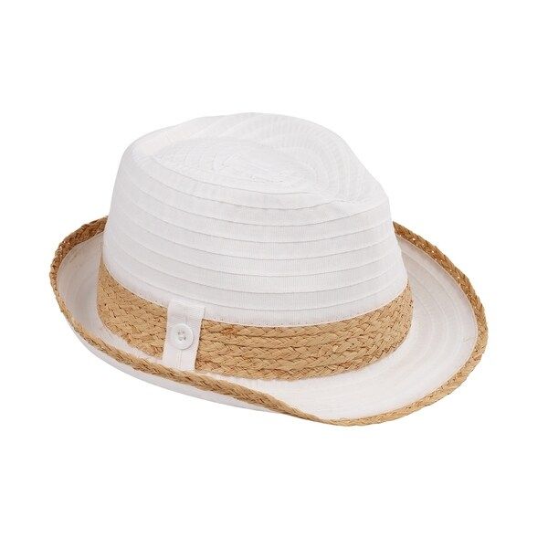 Havana - 40% Cotton 40% Polyester 20% Natural Grass Woven Fabric Trilby Fedora Style Hat Sun Styles - AH-018-7-WH | Bed Bath & Beyond