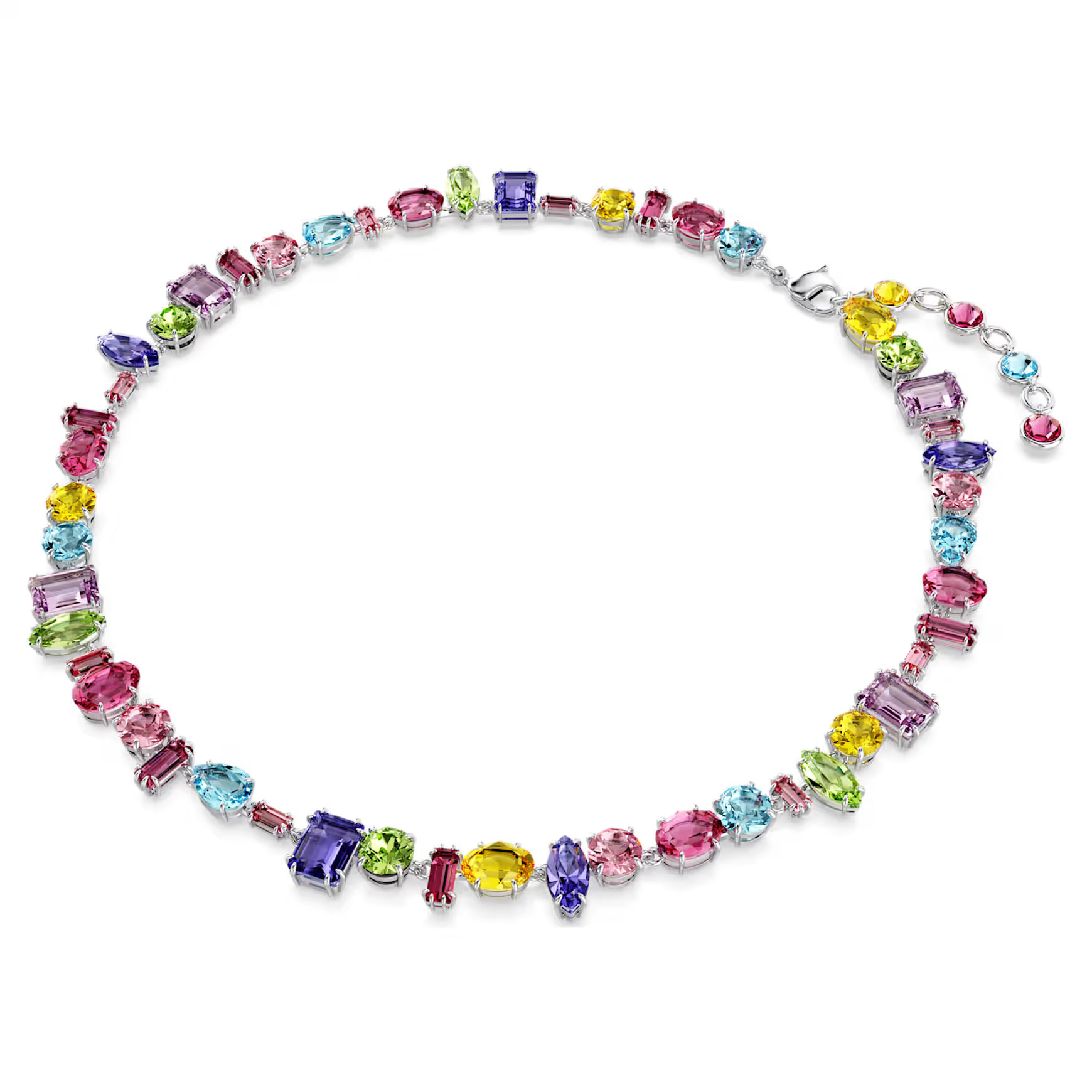 Gema necklace, Mixed cuts, Multicolored, Rhodium plated by SWAROVSKI | SWAROVSKI