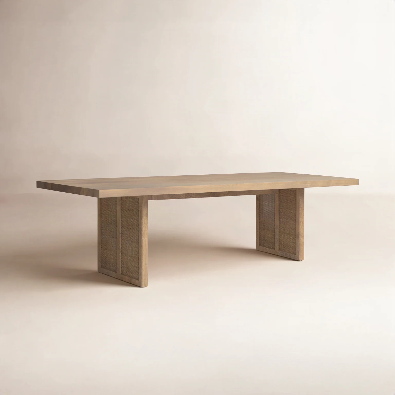 Cinna 84" L x 38" D x 30" H Medium Brown Wood And Cane Dining Table | Wayfair North America
