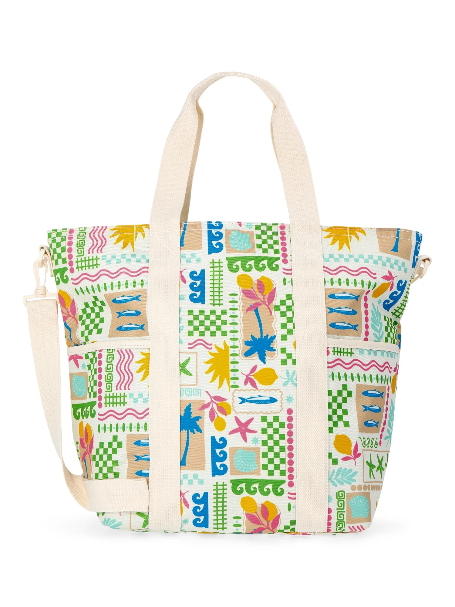 No Boundaries Women's Beach Insulated Tote Bag, Multi Coastal | Walmart (US)