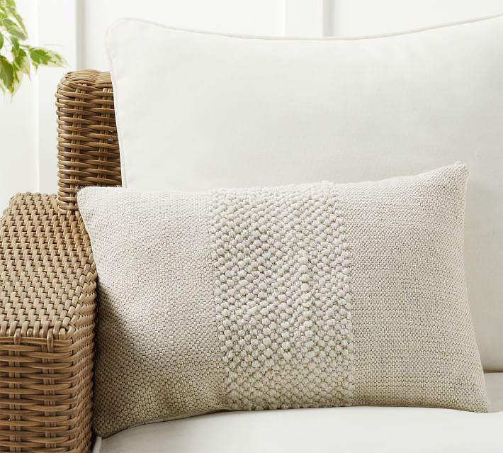 Delonee Handwoven Indoor/Outdoor Lumbar Pillow | Pottery Barn | Pottery Barn (US)