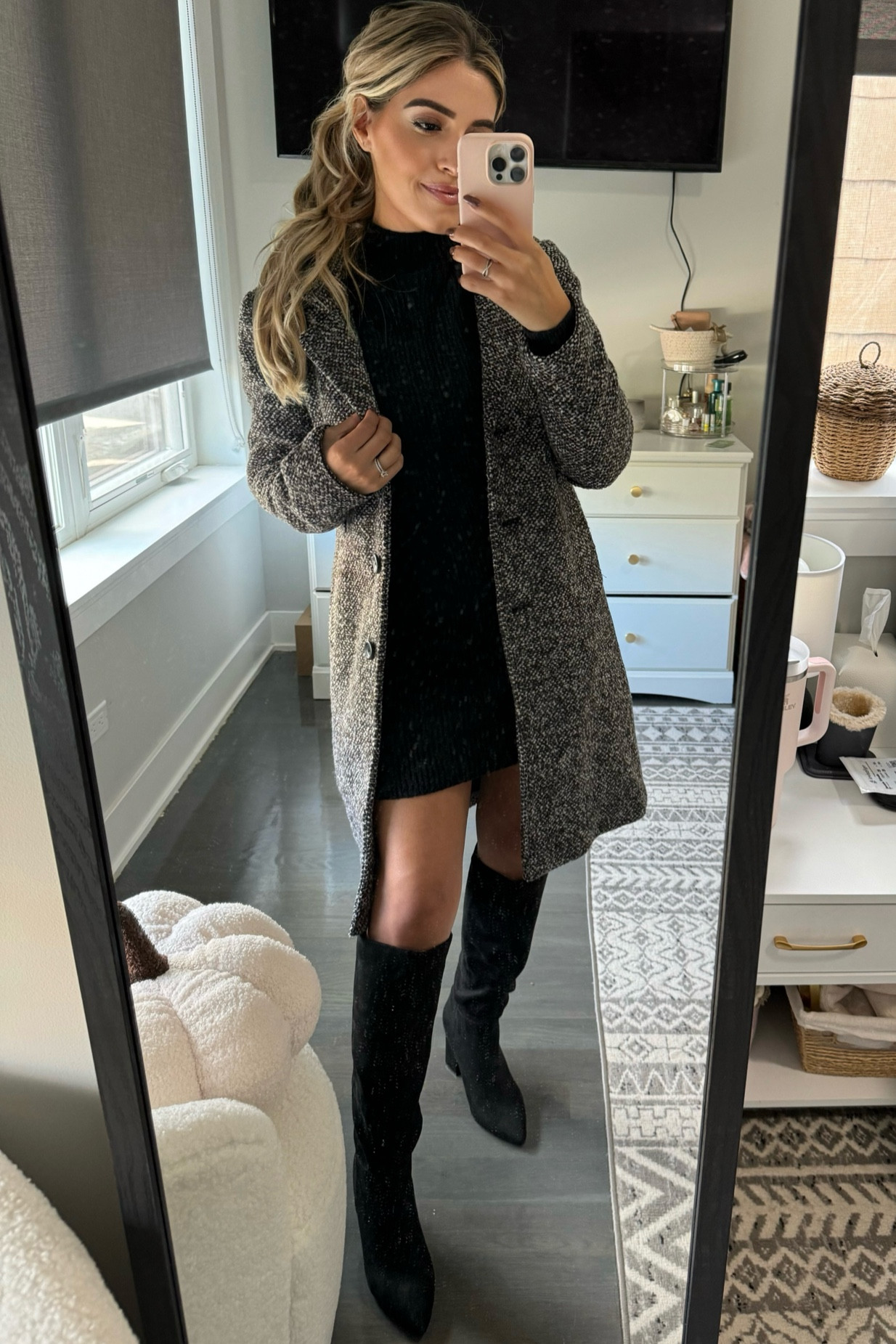 simple and cozy fall outfit idea when you want to dress up 🖤🤌🏽 

#grwm #outfitinspo #fashionreels #fallfashion #falloutfit #explore #petitefashion #getdressedwithme #workoutfit #teacheroutfit #teacherootd #teacherstyle #neutraloutfit #pinterestgirl #pinterestoutfit #autumnmorning #corporatebaddie #officeoutfit 
#cleangirlaesthetic #grwmreels #explore #effortlesschic #falloutfitidea #workwear #classroomoutfitidea #teacherlife #chicagoblogger #sweaterdress #kneehighboots #longcoat cozy outfit inspo , get dressed with me , neutral aesthetic , neutral outfit idea , trendy outfit reels , fall outfit idea , grwm reels , comfy outfit ideas , trendy casual outfits , casual style inspiration , teacher outfit inspo , classroom outfit idea , comfy casual , pinterest girl aesthetic , clean girl aesthetic , vanilla girl cozy aesthetic , ootd , pinterest outfit , get ready with me , teacher style , autumn outfit idea , office outfit idea , sweater dress , knee high boots , fall outfit inspo , long coat , Abercrombie style

#LTKSeasonal #LTKHalloween #LTKworkwear