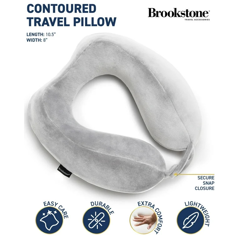 Brookstone Contoured Memory Foam Head and Neck Travel Pillow Ergonomic and Lightweight | Walmart (US)