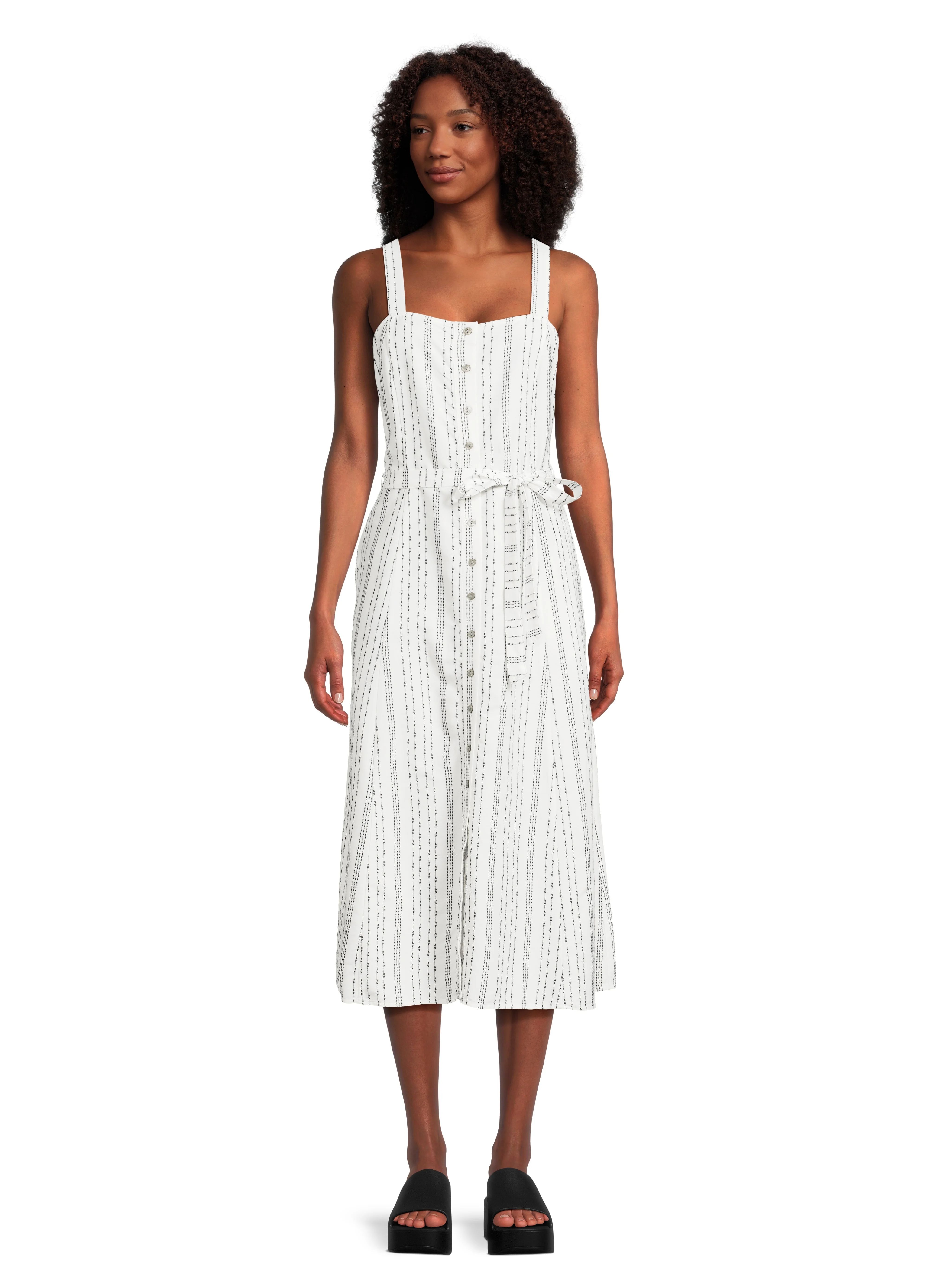 Time and Tru Women's Cotton Button Front Dress, Sizes XS-XXXL | Walmart (US)