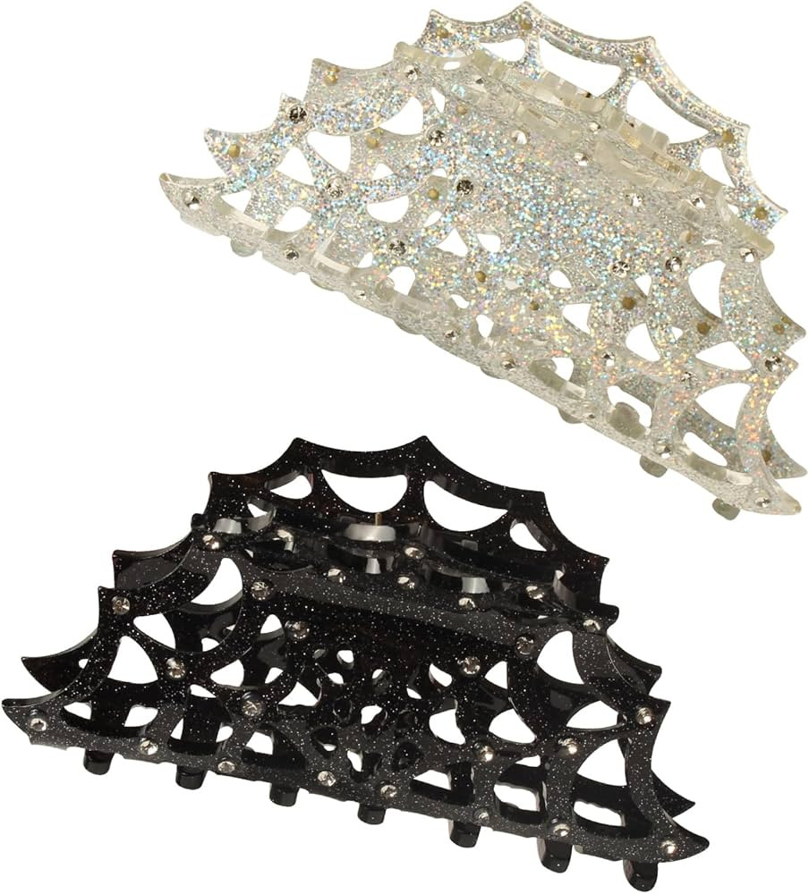 Spiderweb Hair Clip 3.7inch Halloween Silver Glitter Hair Claw Clips for Women Hair Accessories P... | Amazon (US)
