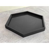 Black Glossy Hexagonal Decorative Tray, Serving Wood Table Tray | Etsy (US)
