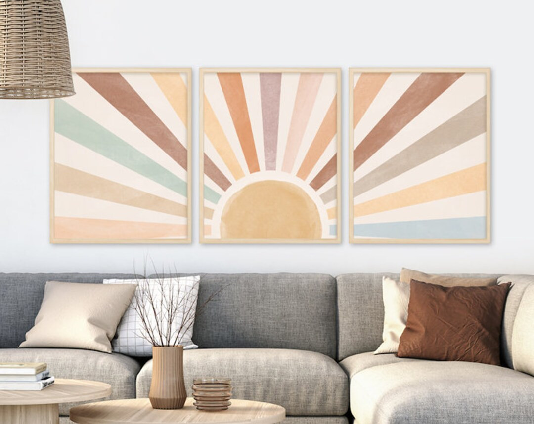 Boho Decor Boho Wallart Rainbow Sun Boho Boho Wall - Etsy | Etsy (US)