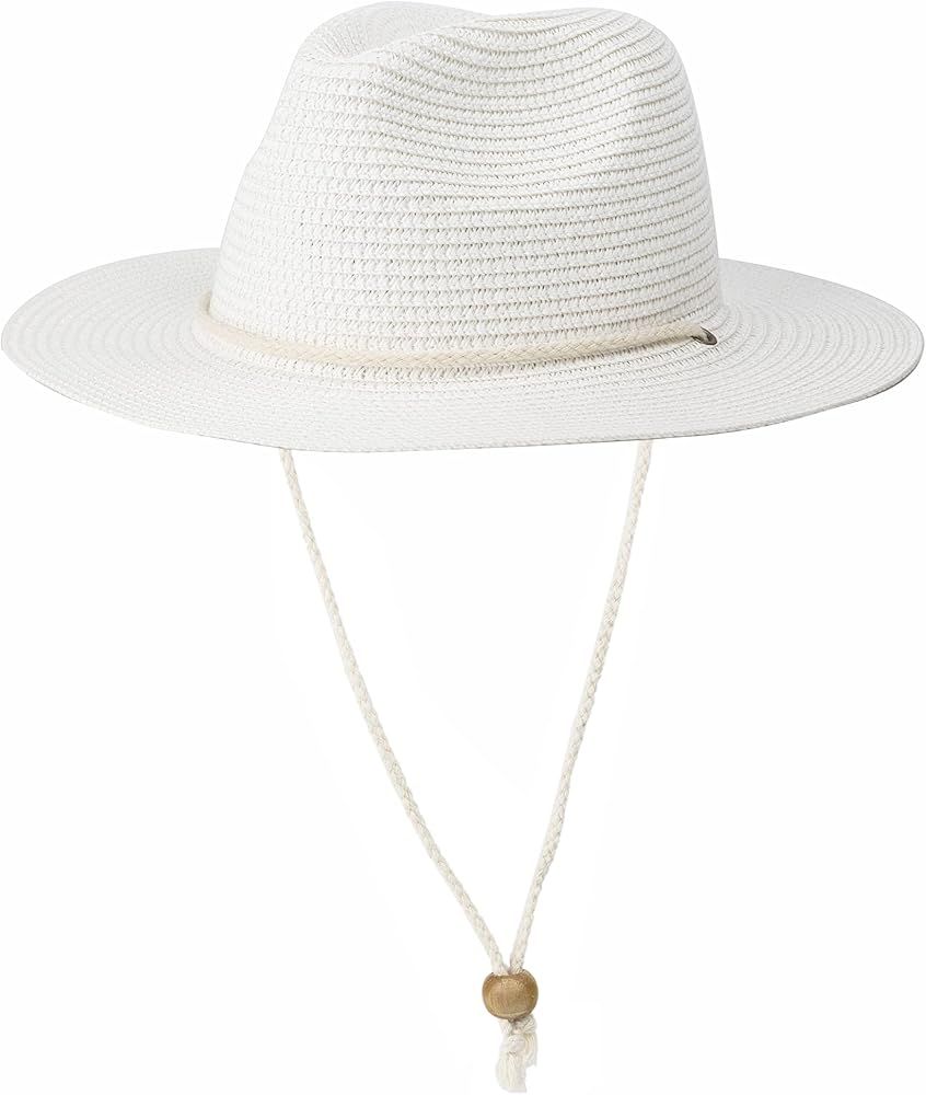 Koreshion Women Straw Fedora Hat Summer Panama Beach Sun Hats UV UPF50+ Cap | Amazon (US)