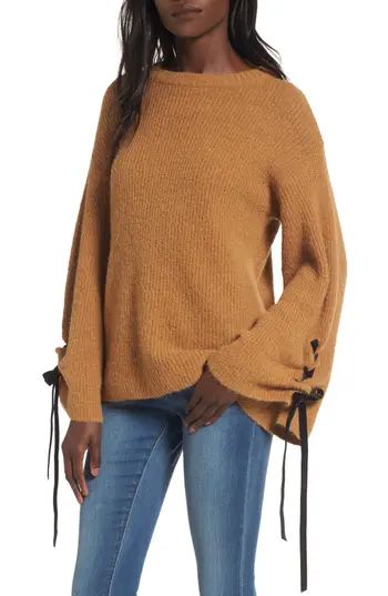 Women's Bp. Lace-Up Sleeve Sweater | Nordstrom