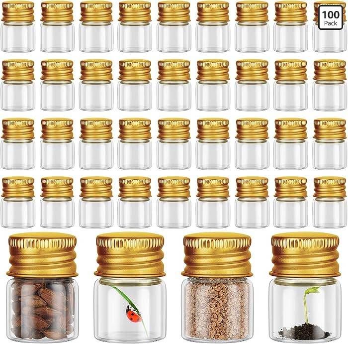 Tessco for you 100 Pcs 5 ml Mini Glass Bottles with Aluminum Cap Tiny Jars Mini Glass Jars Small ... | Amazon (US)