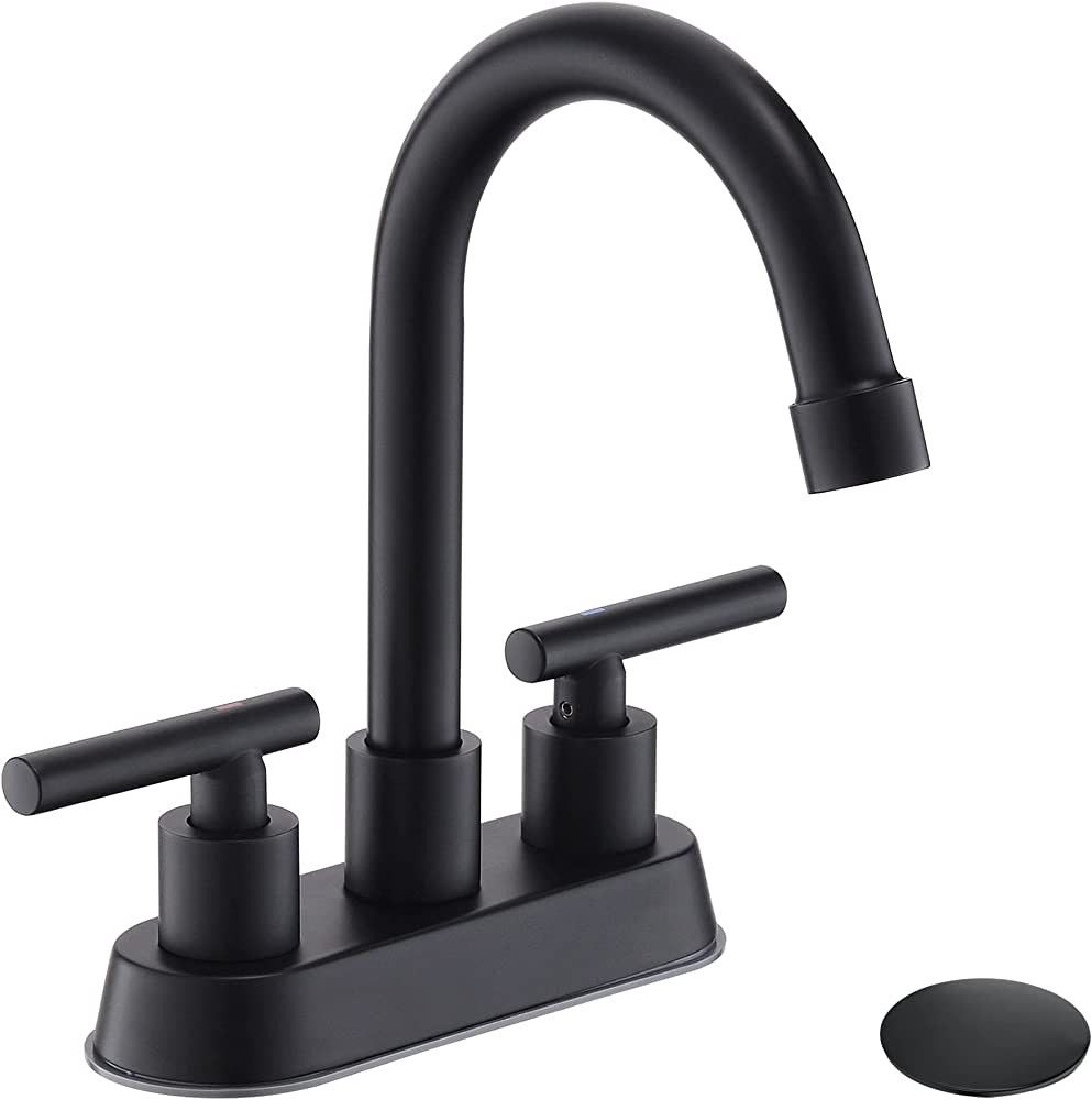 YardMonet Black Bathroom Faucets, 2 Handle Bathroom Sink Faucet, 4-Inch Centerset Bathroom Sink F... | Amazon (US)