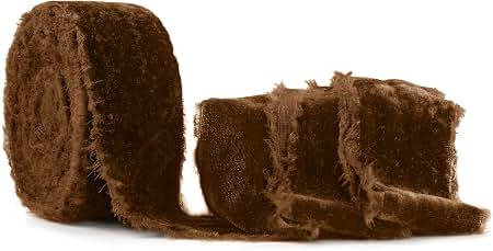 SIMISI RIBBON Camel Frayed Velvet Ribbon 1.5 Inch Handmade Vintage Ribbon for Christmas Tree, Gif... | Amazon (US)