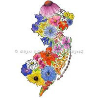 The Garden State Nj Map Native Wildflowers Fine Art Print | Etsy (US)