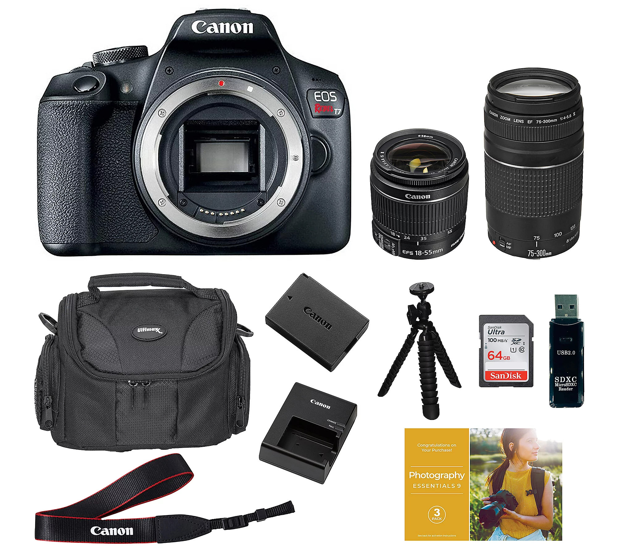 Canon EOS Rebel T7 2-Lens Bundle w/ Accessories & Voucher | QVC