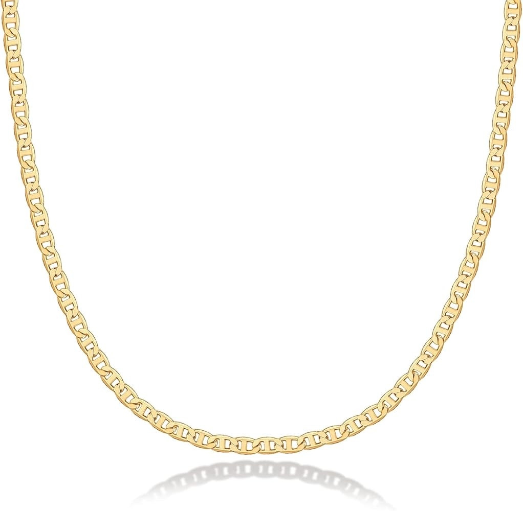 PAVOI 14K Gold Plated Adjustable Link Chain Necklace for Women | Box Rope Sphere Bead Serpentine ... | Amazon (US)