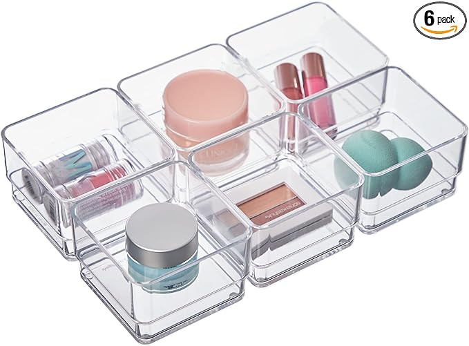 STORi SimpleSort 6-Piece Stackable Clear Drawer Organizer Set | 3" x 3" x 2" Square Trays | Small... | Amazon (US)