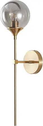 KCO Lighting Smoke Gray Glass Globe Wall Sconce Modern Gold Long Pole Wall Lighting Mid Century V... | Amazon (US)