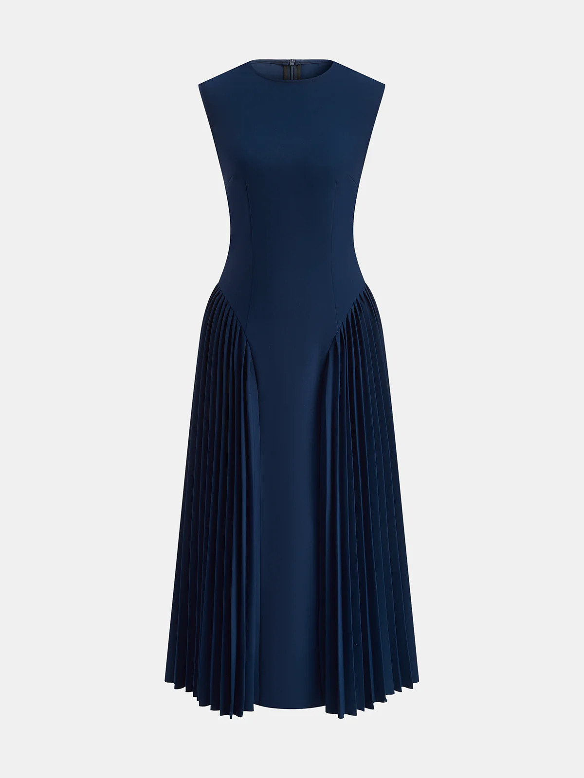 Sleeveless Fitted Pleated Maxi Dress | Commense