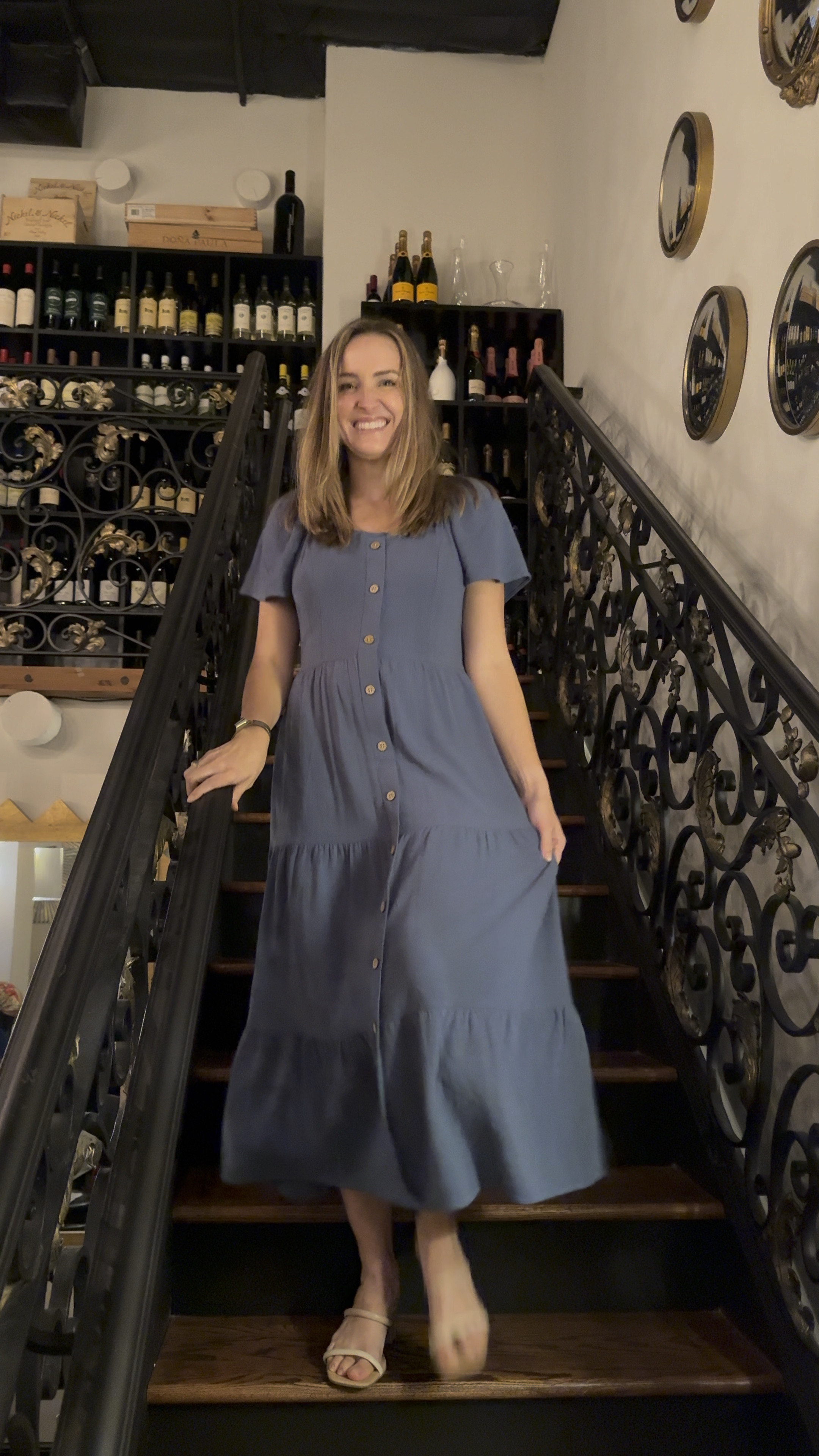 A perfect little dress from Amazon! Love this color. Conservative yet feminine. I wore it in family photos, and have also worn it to church and out to dinner!