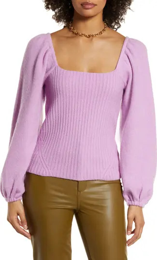 Puff Sleeve Square Neck Sweater | Nordstrom