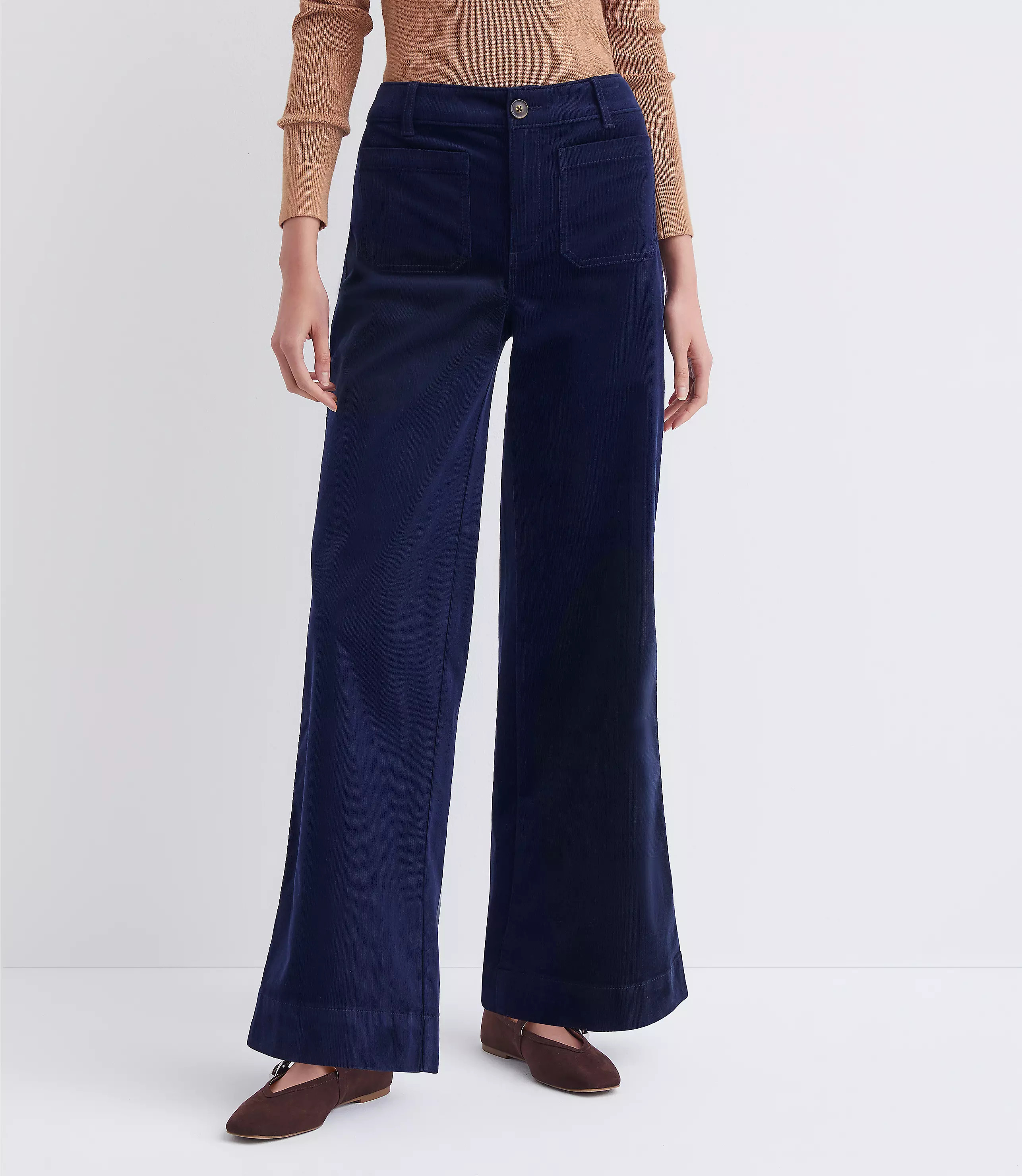 Curvy Palmer Wide Leg Pants in Brushed Corduroy | LOFT
