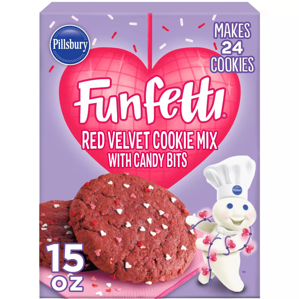 Pillsbury Valentine's Funfetti Red Velvet Cookie Mix with Candy Bits - 15oz | Target