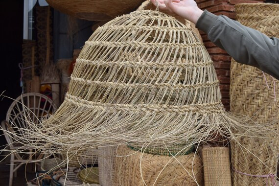 Rattan lampshade Handmade Raffia Natural chandelier Moroccan | Etsy | Etsy (US)