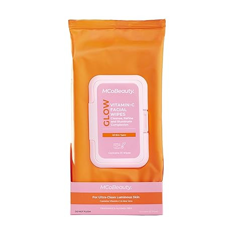 MCoBeauty Glow Vitamin C Facial Wipes - Radiance Enhancing Makeup Remover Wipes for Face with Hya... | Amazon (US)
