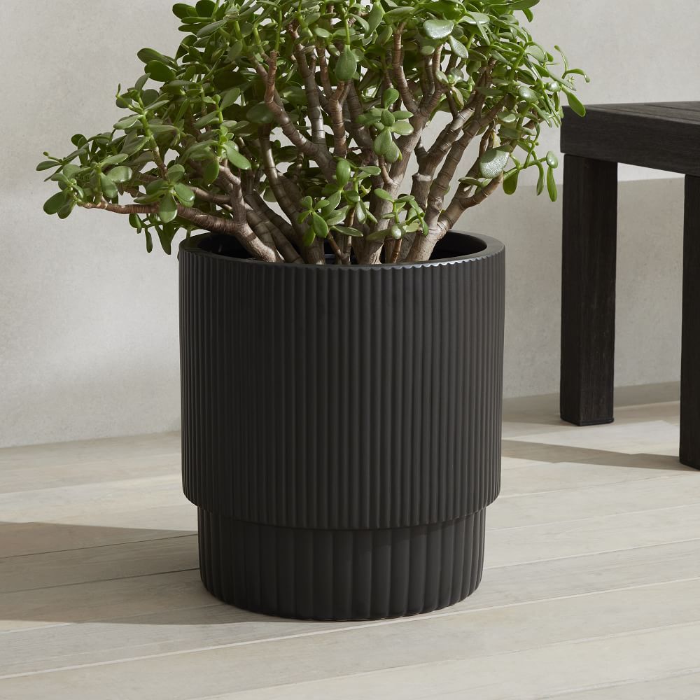 Fluted Ceramic Indoor/Outdoor Planters | West Elm (US)