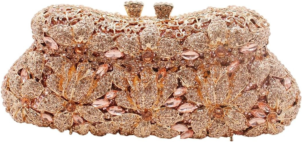 DJBM Vintage Women Floral Rhinestone Crystal Purse Rose Evening Clutch Diamond Evening Bags for P... | Amazon (US)