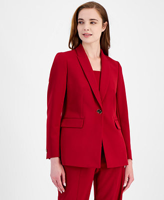Anne Klein Women's Stretch Peak-Lapel One-Button Jacket  - Macy's | Macy's