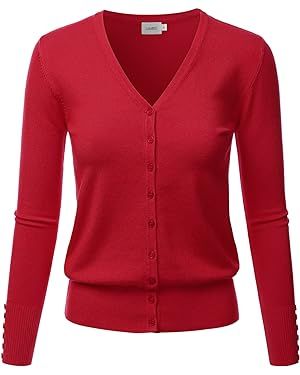 LALABEE Women's V-Neck Long Sleeve Button Down Sweater Cardigan Soft Knit(S-XXL) | Amazon (US)