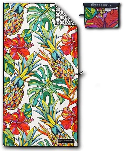 ECCOSOPHY Microfiber Beach Towel for Adults - Oversized Travel Beach Towels with Pouch - 71x35 inch  | Amazon (US)