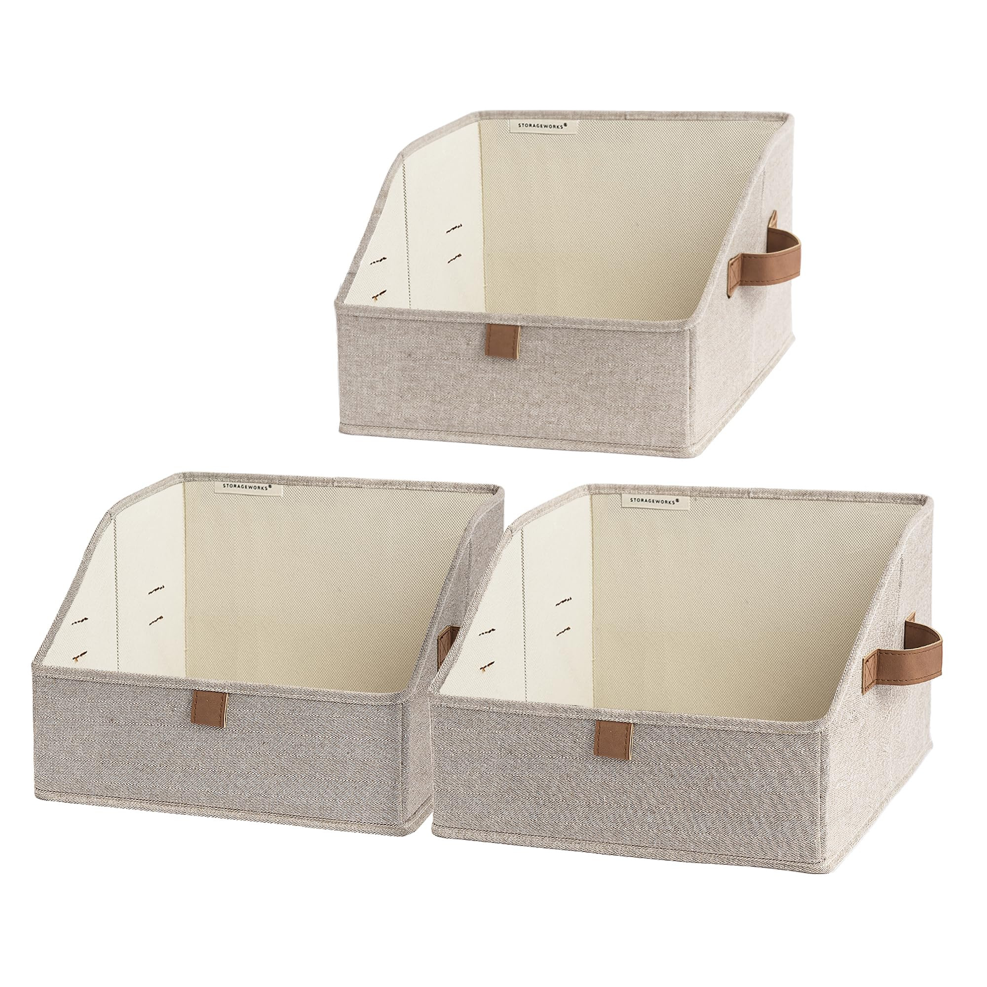 StorageWorks Closet Storage Bins, Trapezoid Organizer Box for Shelves, Fabric Clothes Bin, Foldab... | Amazon (US)