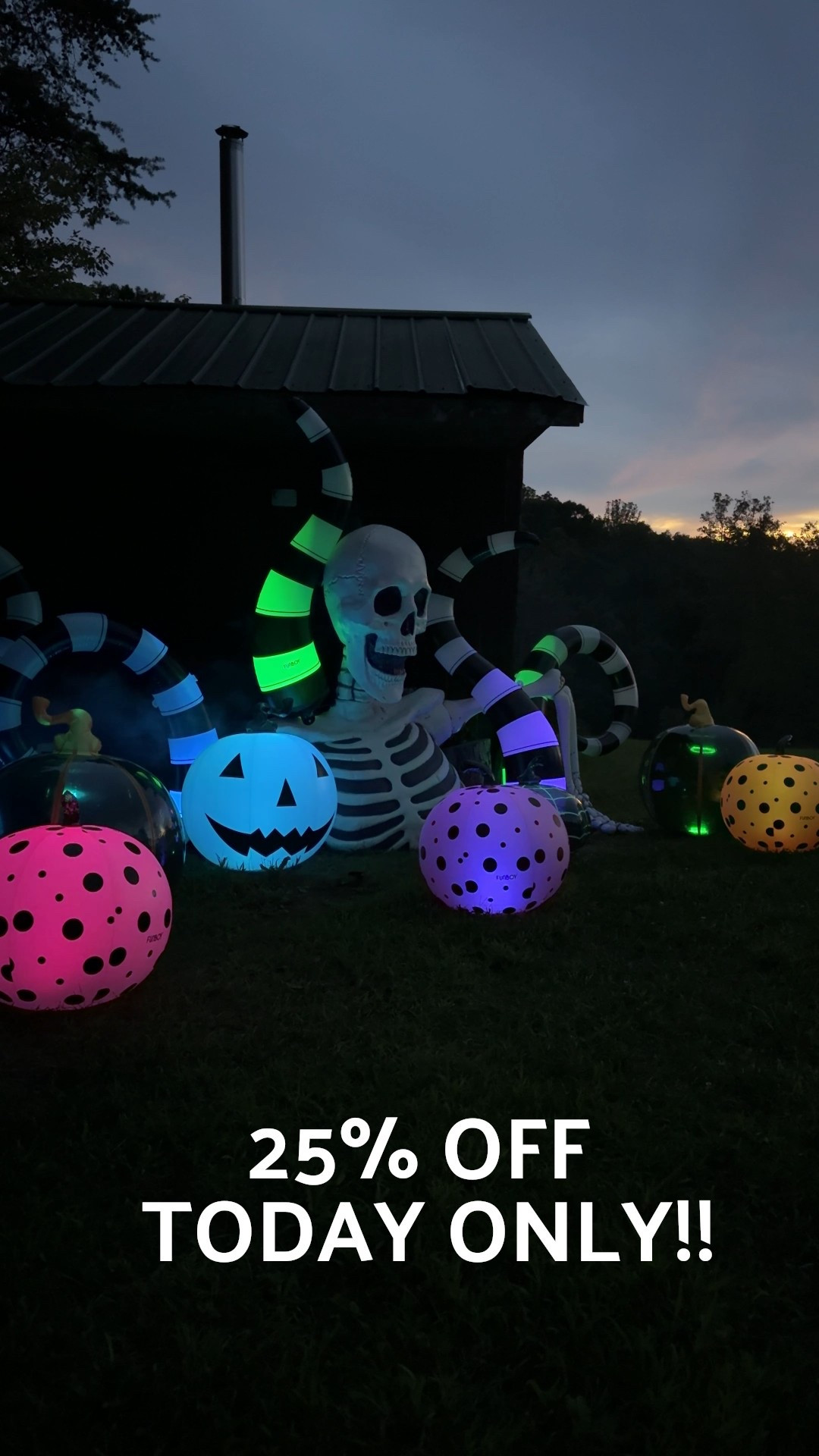 My Halloween inflatables are 25% off today only with code: FUN25 at checkout!!
They don’t require any power source or constant blowing air!!!
They’re battery powered and come with a remote and yard stakes. They will not blow away!! 

#LTKHome #LTKSeasonal