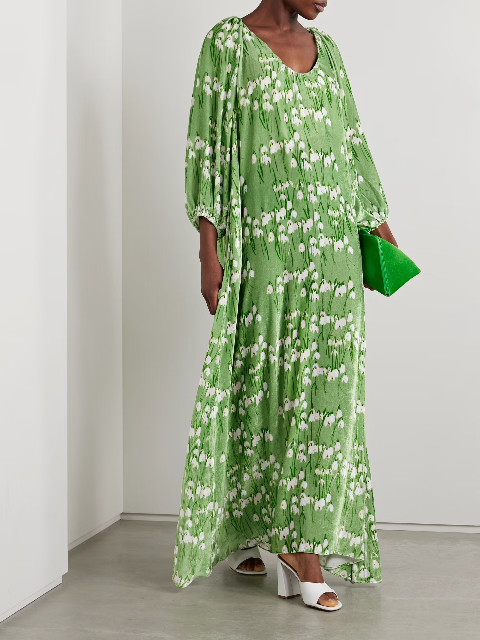 The lush snowdrops decorating BERNADETTE's 'Georgio' dress have been hand-drawn by co-founder Cha... | NET-A-PORTER (US)