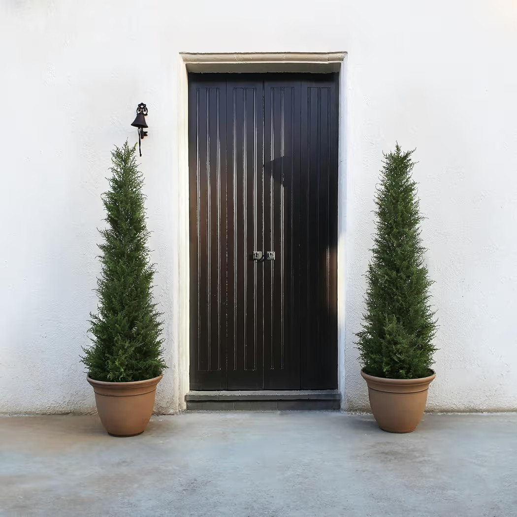 5ft Artificial Cedar Topiary Trees Outdoor 2 Set, Outdoor Christmas Tree for Front Porch Decor, U... | Amazon (US)