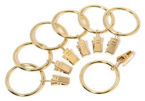 1 1/2 Inch Metal Curtain Clip Rings in Gold, Set of 20 | Walmart (US)