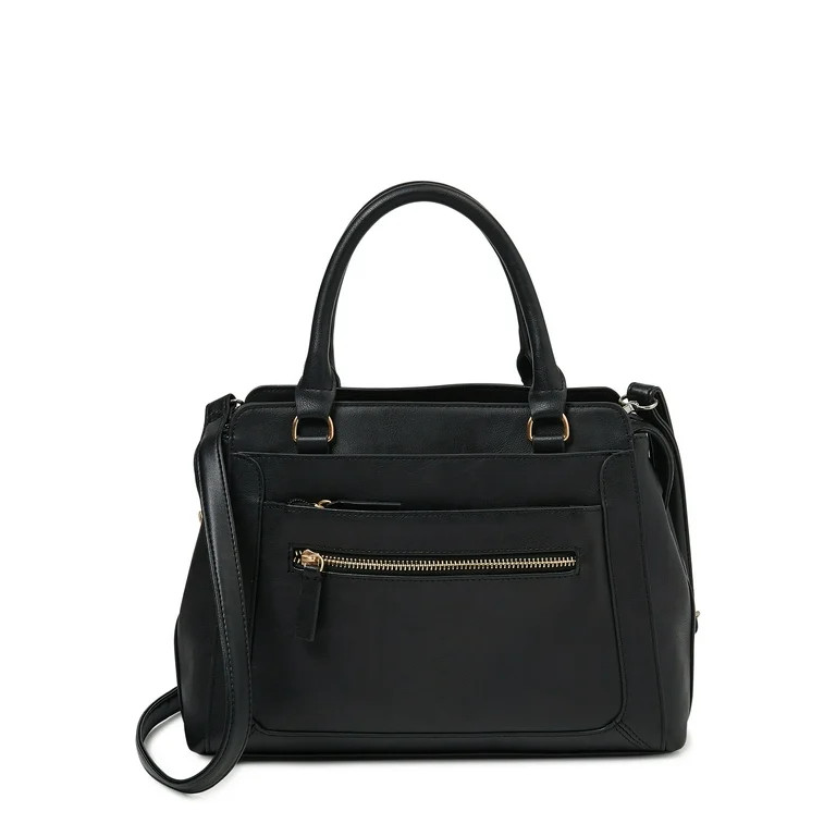 Time and Tru Women's Multi-Compartment Marli Convertible Satchel Handbag Black - Walmart.com | Walmart (US)