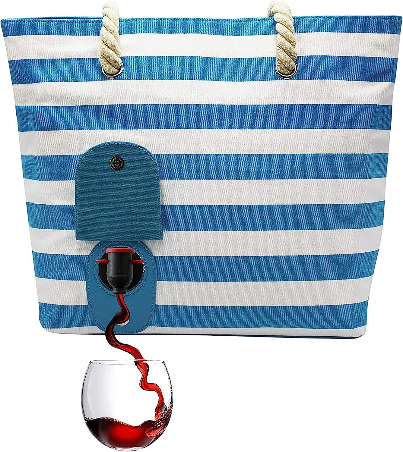 PortoVino Tote Beach Bag - Canvas Drink Purse with Hidden Spout and Dispenser Flask for Drink Lov... | Amazon (US)