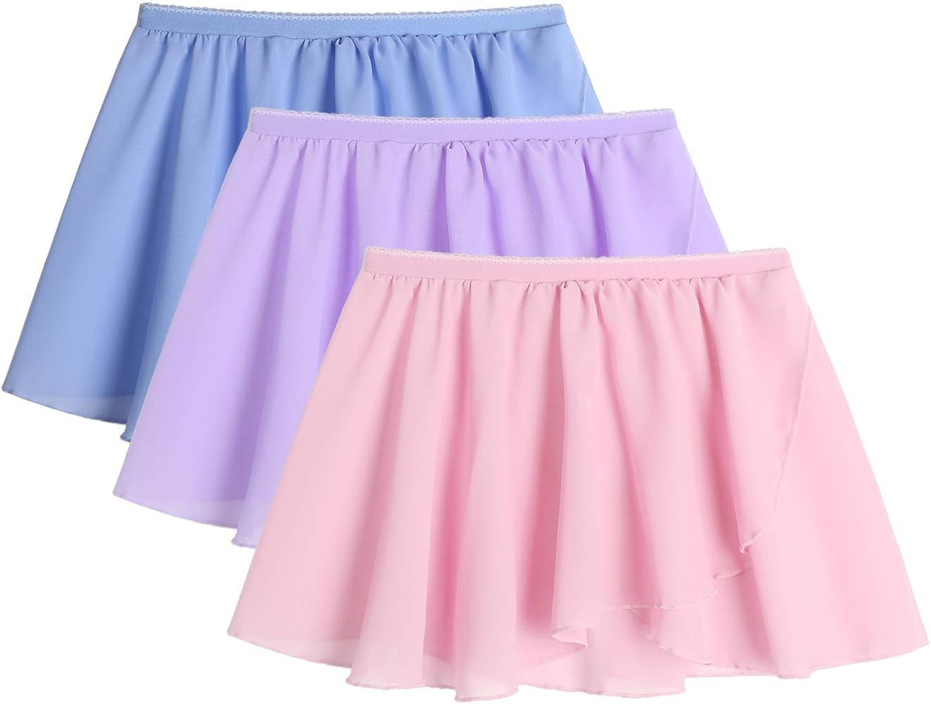 Zaclote 3 Pack Girls Ballet Skirts Dance Skirt Chiffon Wrap for Toddler/Kids/Little Girl Dancewear | Amazon (US)