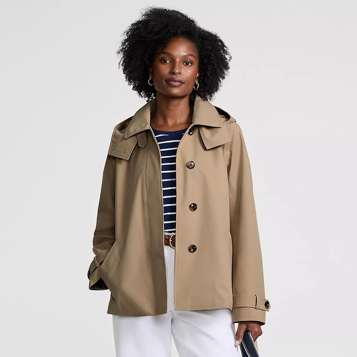 Womens Squall Waterproof Hooded Short Mac Jacket | Lands' End (US)
