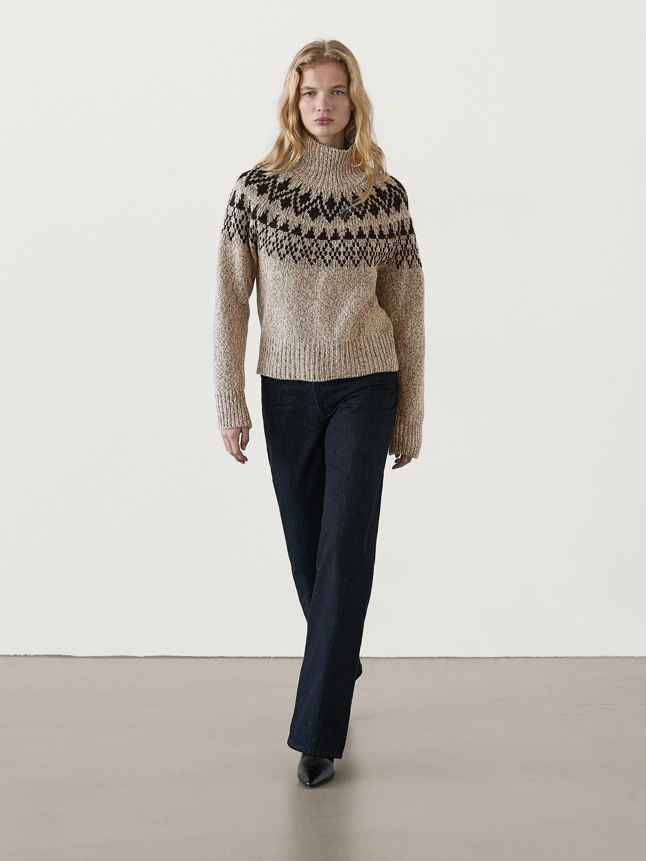 Strickpullover Jacquardmuster Wolle | Massimo Dutti DE